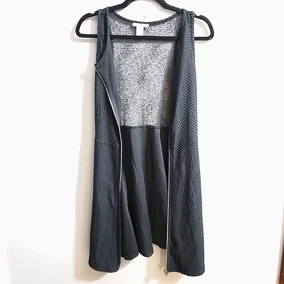 Bar III EUC Classic Black Lace Fit & Flare Front Zip Mini Dress - SIZE MEDIUM - Picture 7 of 8